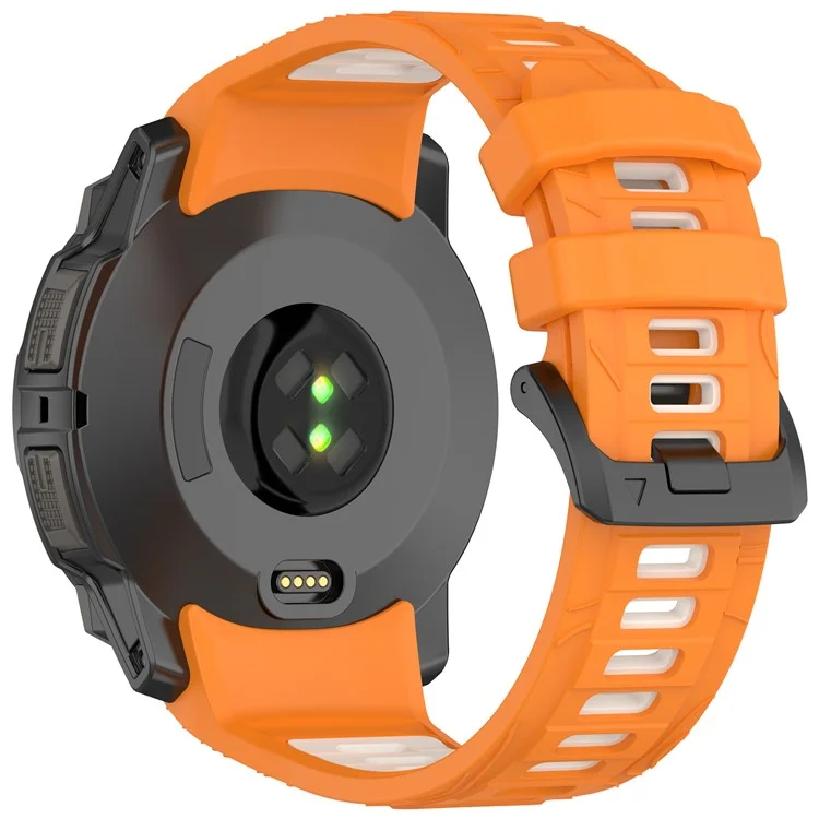 Correa Deportiva Garmin Instinct 3 45mm de Dos Colores, Transpirable de Silicona - Naranja + Luz de Estrellas