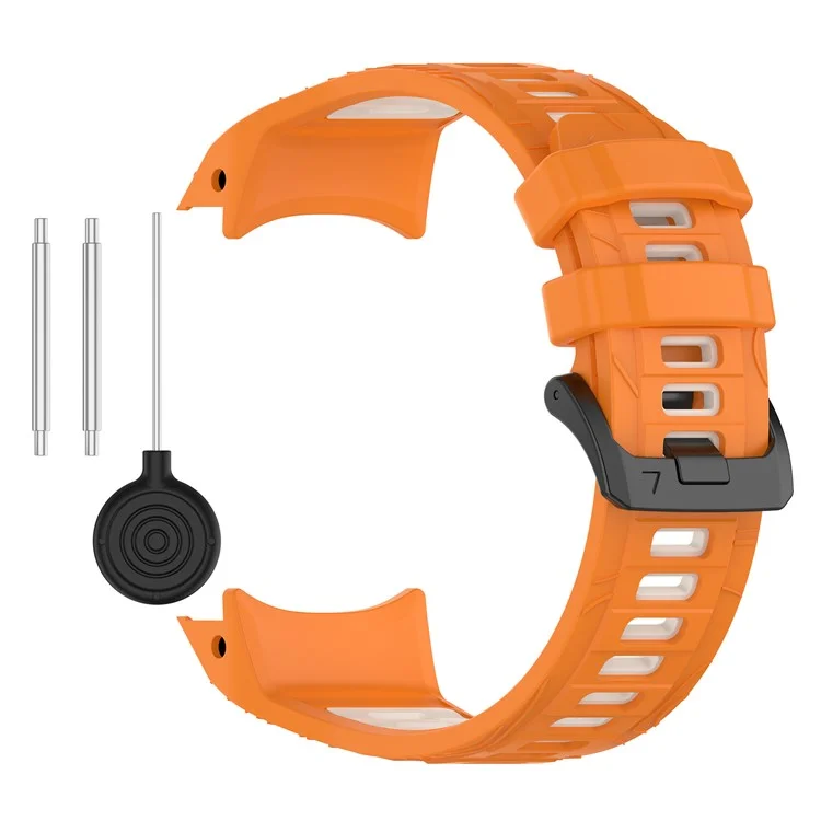 Correa Deportiva Garmin Instinct 3 45mm de Dos Colores, Transpirable de Silicona - Naranja + Luz de Estrellas