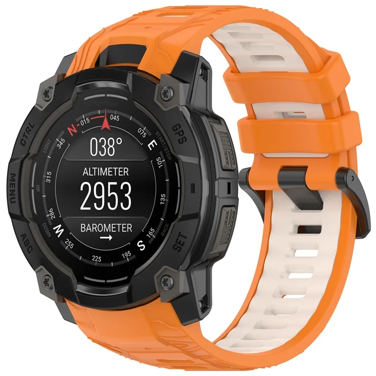 Correa Deportiva Garmin Instinct 3 45mm de Dos Colores, Transpirable de Silicona - Naranja + Luz de Estrellas