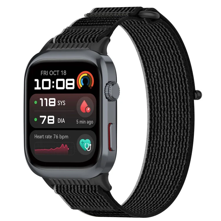 For Huawei Watch D2 Nylon Wrist Strap Magic Tape Loop Watch Band - Black+Grey