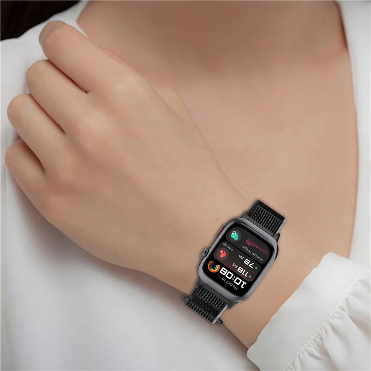 For Huawei Watch D2 Nylon Wrist Strap Magic Tape Loop Watch Band - Black+Grey