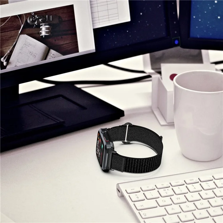 For Huawei Watch D2 Nylon Wrist Strap Magic Tape Loop Watch Band - Black+Grey