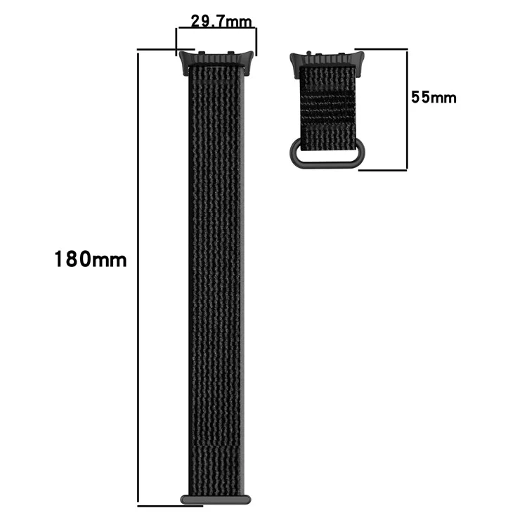 For Huawei Watch D2 Nylon Wrist Strap Magic Tape Loop Watch Band - Black+Grey