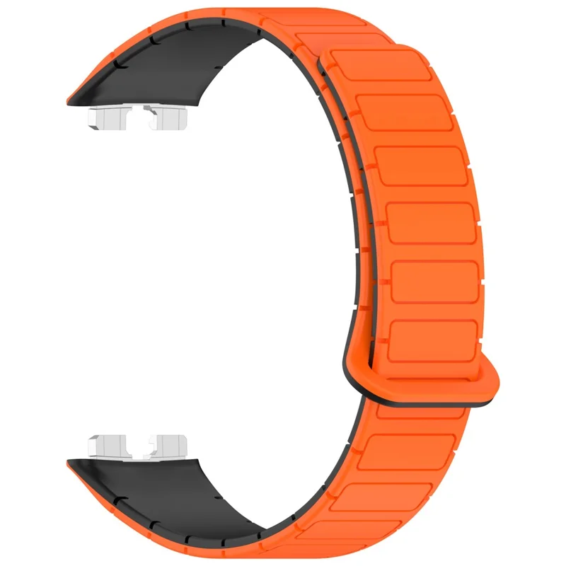 Watch Band For Huawei Band 10  /  9  /  8 Magnetic Dual-Color Silicone Strap - Orange  /  Black