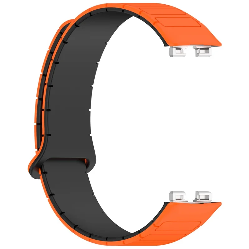 Watch Band For Huawei Band 10  /  9  /  8 Magnetic Dual-Color Silicone Strap - Orange  /  Black