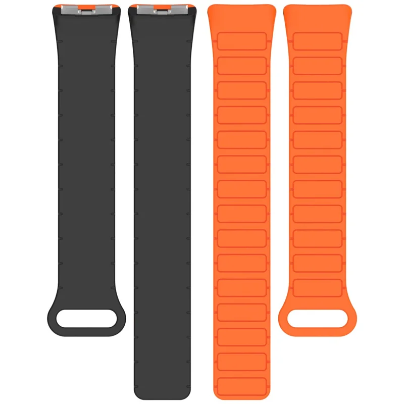 Watch Band For Huawei Band 10  /  9  /  8 Magnetic Dual-Color Silicone Strap - Orange  /  Black