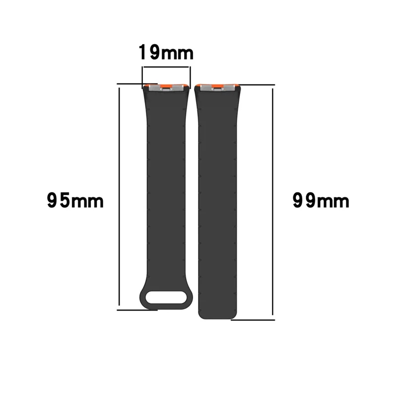 Watch Band For Huawei Band 10  /  9  /  8 Magnetic Dual-Color Silicone Strap - Orange  /  Black