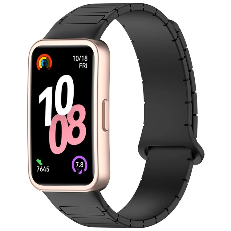 Watch Band For Huawei Band 10  /  9  /  8 Magnetic Dual-Color Silicone Strap - Black