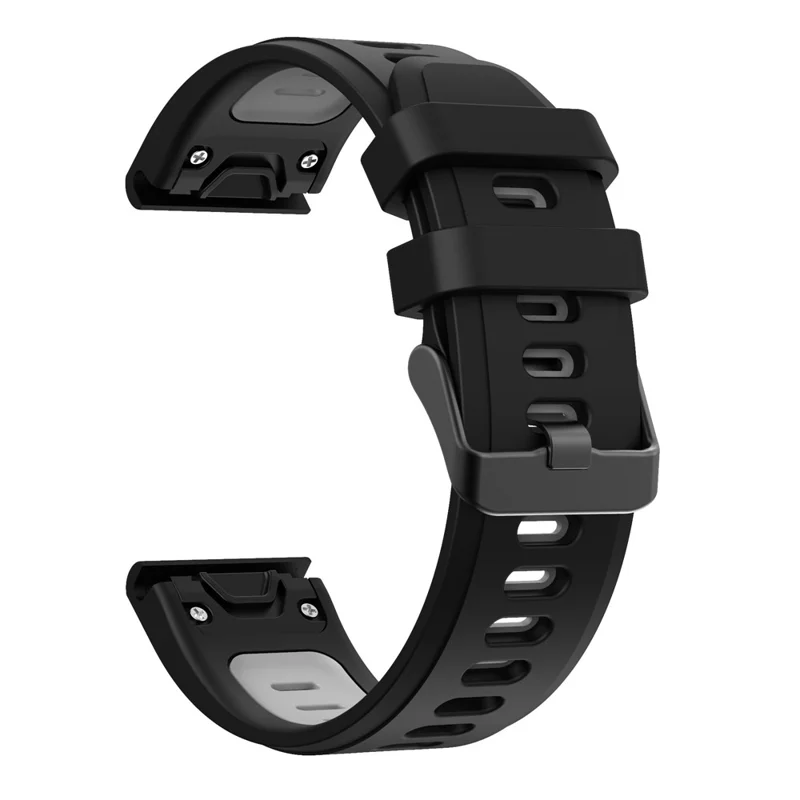 Dual Color Quick Release Silicone Replacement Watchband Bracelet Strap for Garmin Fenix 7X/6X Sapphire GPS/6X Pro/6X GPS/5X GPS/5X Plus - Black / Grey