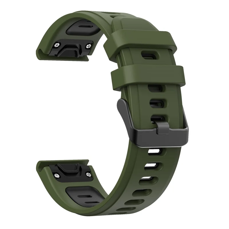 Dual Color Quick Release Silicone Replacement Watchband Bracelet Strap for Garmin Fenix 7X/6X Sapphire GPS/6X Pro/6X GPS/5X GPS/5X Plus - Army Green / Black