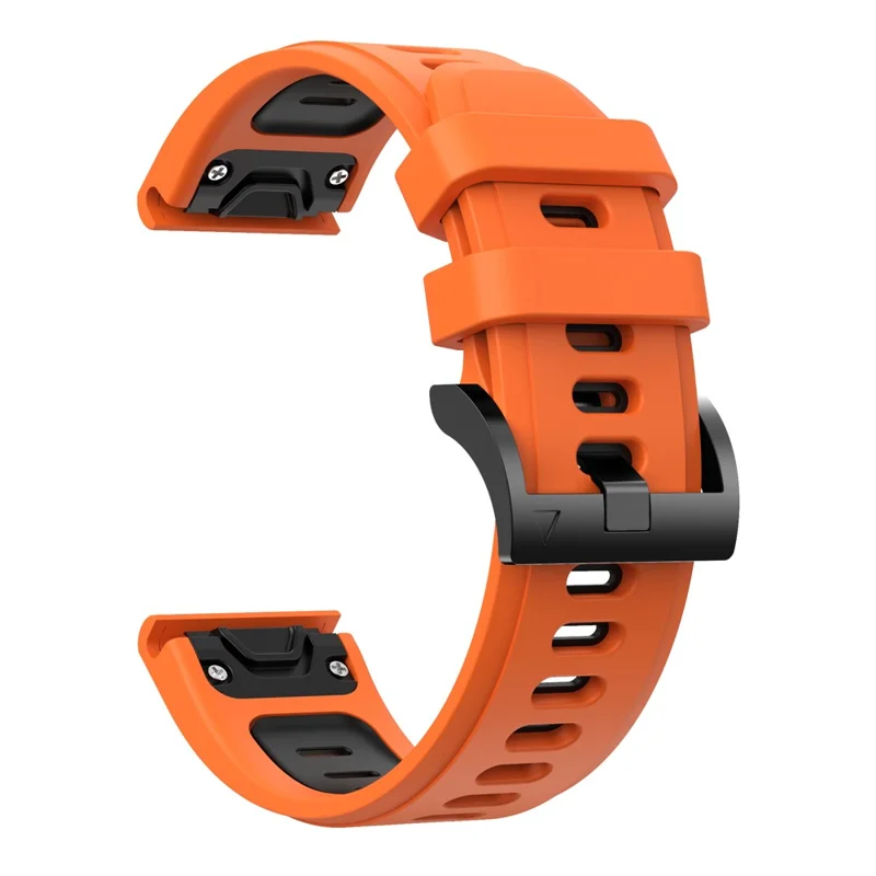 Bi-color Adjustable Quick Release Silicone Smart Watch Band Wrist Strap for Garmin Fenix 7X/6X Sapphire GPS/6X Pro/6X GPS/5X GPS/5X Plus - Orange / Black