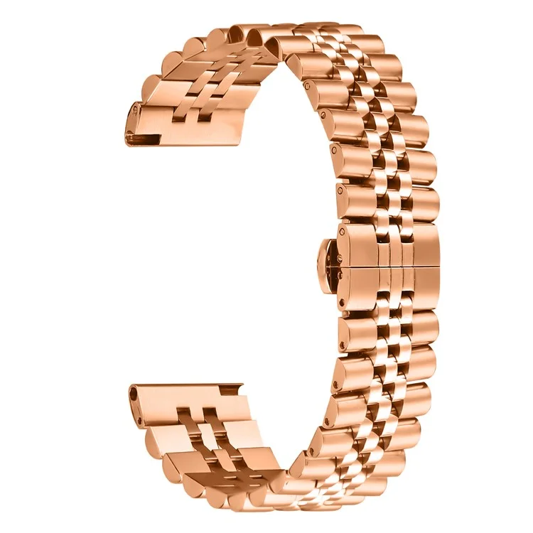 For Honor MagicWatch Wrist Band 5-Bead Stainless Steel Butterfly Clasp Watch Strap - Rose Gold