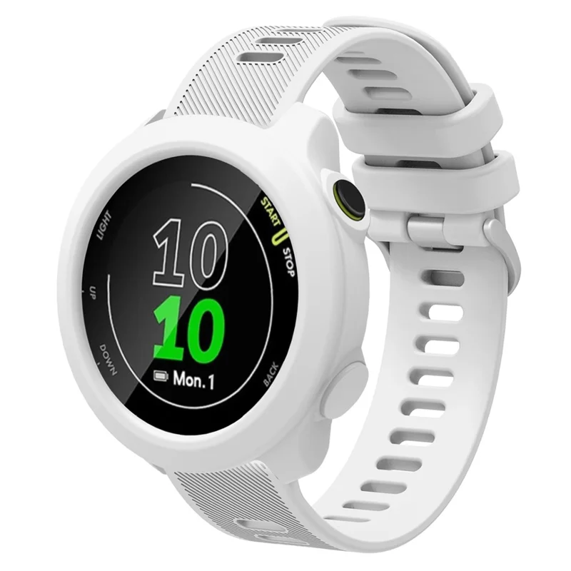 For Garmin Forerunner 158 Silicone Replacement Strap Watch Band with Protective Case - White