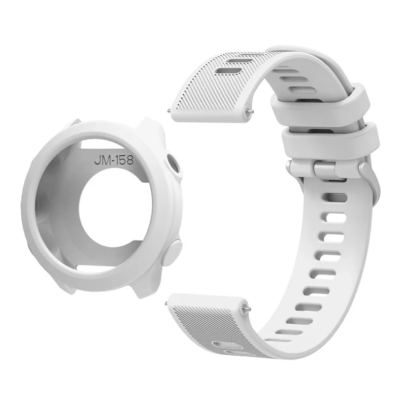 For Garmin Forerunner 158 Silicone Replacement Strap Watch Band with Protective Case - White