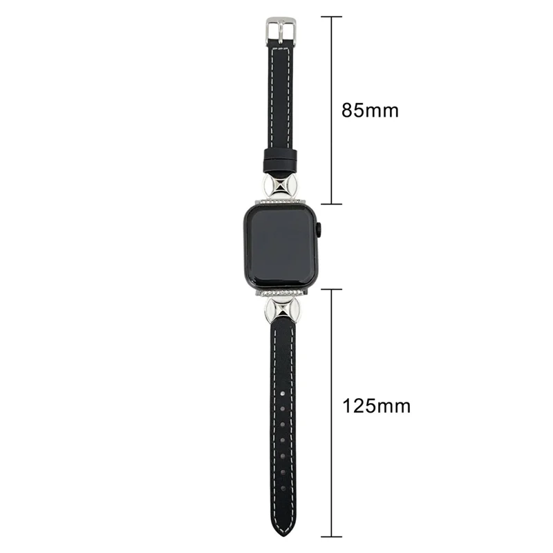 Watch Band For Apple Watch Ultra 3 2 1 49mm / Series 11 10 46mm / 9 8 7 45mm / SE3 SE2 SE 6 5 4 44mm / 3 2 1 42mm Coin Shape Connector Genuine Cow Leather Strap - Green