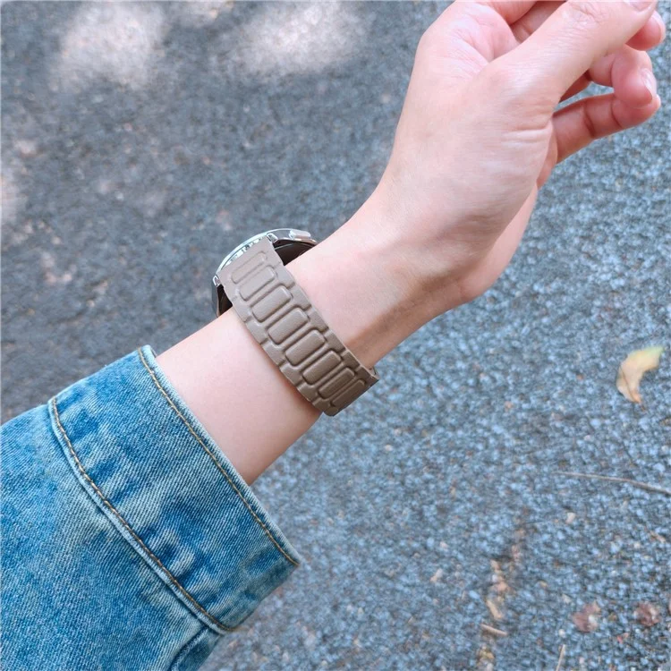 Replacement Watch Band 20mm Universal 3-Bead Magnetic Leather Strap - Tan