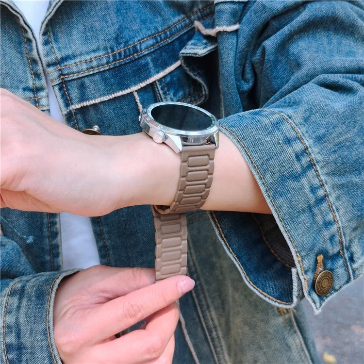 Replacement Watch Band 20mm Universal 3-Bead Magnetic Leather Strap - Tan
