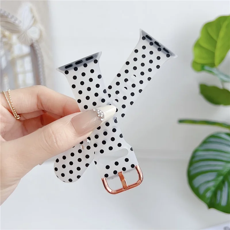 Watch Band for Apple Watch Series 10 9 8 7 SE 6 5 4 3 2 1 42mm 41mm 40mm 38mm Pattern Printed Clear Silicone Strap - Dots