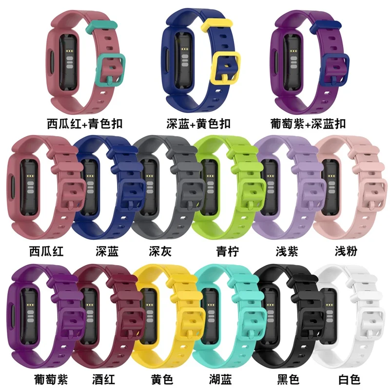 Integrated Adjustable TPE Smart Watch Strap Wrist Band Replacement for Fitbit Ace 3/Fitbit Inspire 2 - White