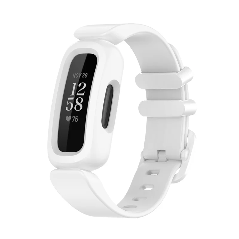 Integrated Adjustable TPE Smart Watch Strap Wrist Band Replacement for Fitbit Ace 3/Fitbit Inspire 2 - White