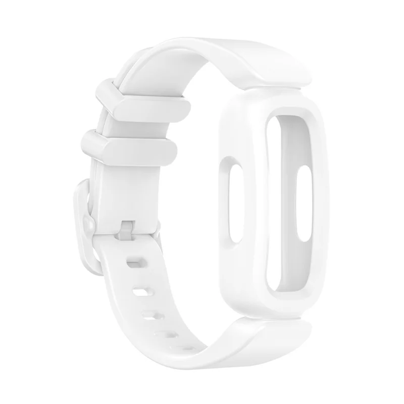 Integrated Adjustable TPE Smart Watch Strap Wrist Band Replacement for Fitbit Ace 3/Fitbit Inspire 2 - White