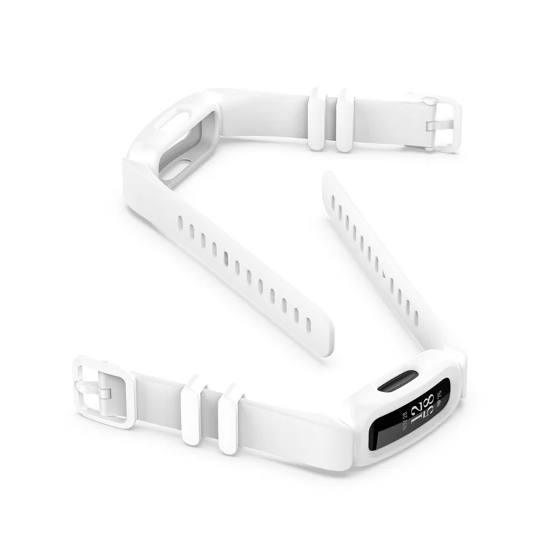 Integrated Adjustable TPE Smart Watch Strap Wrist Band Replacement for Fitbit Ace 3/Fitbit Inspire 2 - White