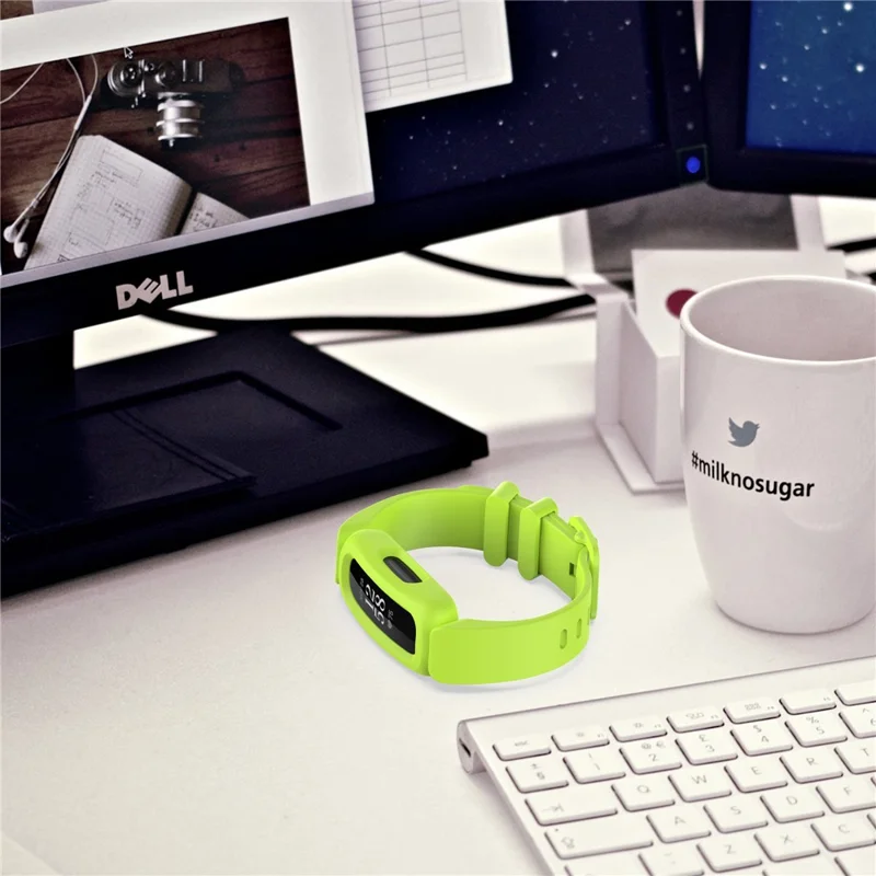 Integrated Adjustable TPE Smart Watch Strap Wrist Band Replacement for Fitbit Ace 3/Fitbit Inspire 2 - White