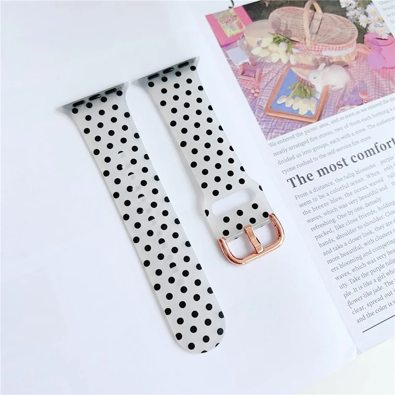 Watch Band for Apple Watch Series 10 Ultra 9 8 7 SE 6 5 4 3 2 1 46mm 49mm 45mm 44mm 42mm Pattern Printed Clear Silicone Strap - Dots