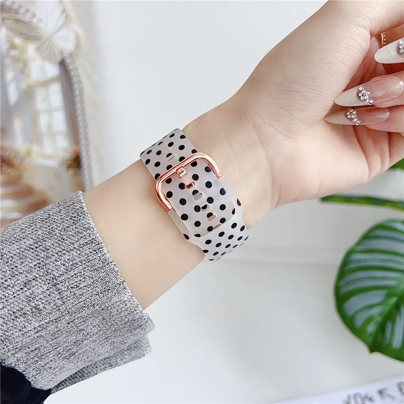 Watch Band for Apple Watch Series 10 Ultra 9 8 7 SE 6 5 4 3 2 1 46mm 49mm 45mm 44mm 42mm Pattern Printed Clear Silicone Strap - Dots