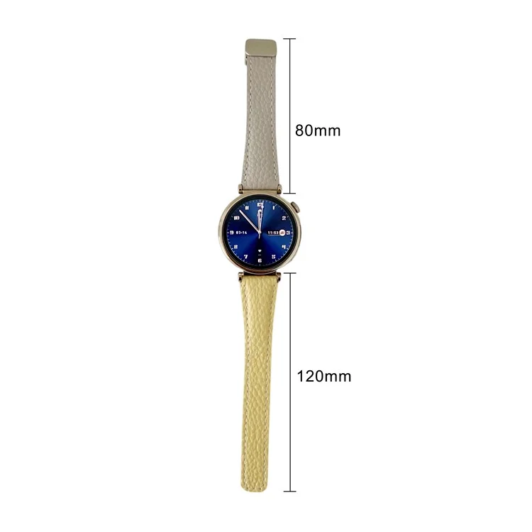 Für Huawei Watch GT 5 41mm Echtes Kuhlederbandarmband 18mm Ersatzarmband mit magnetischem Verschluss - Grau+Gelb