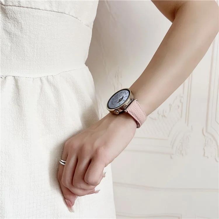 Für Huawei Watch GT 5 41mm Echtes Kuhlederbandarmband 18mm Ersatzarmband mit magnetischem Verschluss - Grau+Gelb