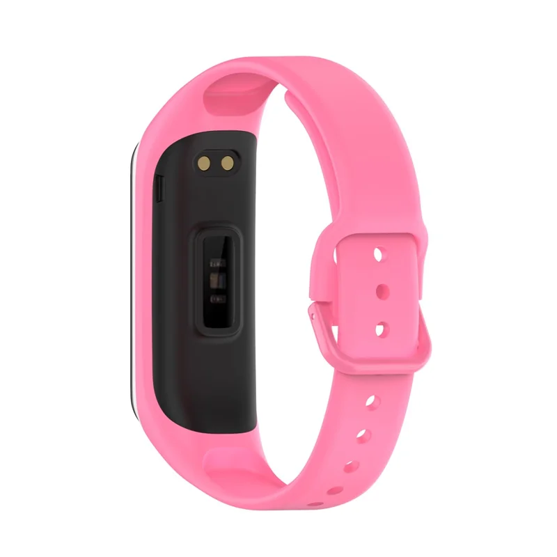 Bi-color Silicone Watch Band Replacement Strap for Samsung Galaxy Fit2 SM-R220 - Pink / White
