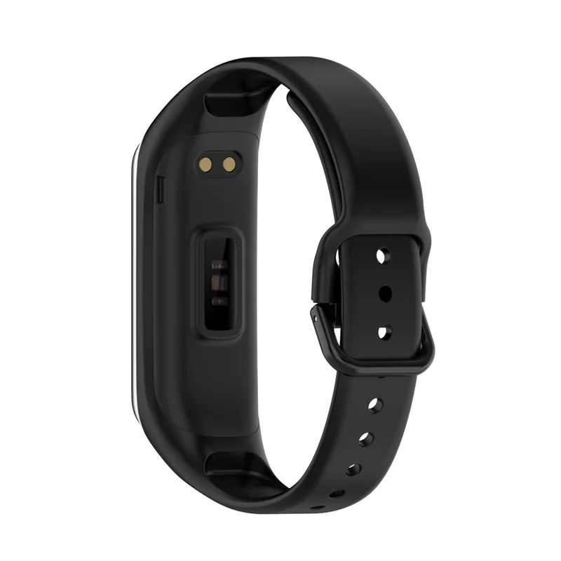 Bi-color Silicone Watch Band Replacement Strap for Samsung Galaxy Fit2 SM-R220 - Black/White