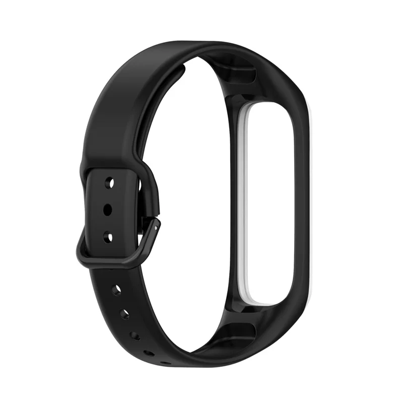 Bi-color Silicone Watch Band Replacement Strap for Samsung Galaxy Fit2 SM-R220 - Black/White