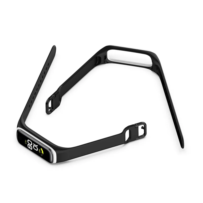 Bi-color Silicone Watch Band Replacement Strap for Samsung Galaxy Fit2 SM-R220 - Black/White