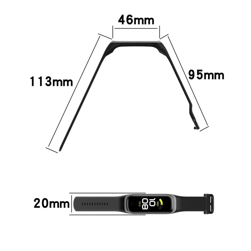 Bi-color Silicone Watch Band Replacement Strap for Samsung Galaxy Fit2 SM-R220 - Black/White
