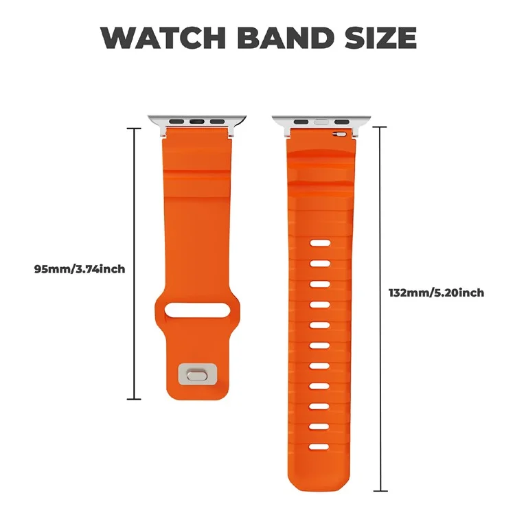Fluorubber Strap for Apple Watch Series 10 Ultra 9 8 7 SE 6 5 4 3 2 1 46mm 49mm 45mm 44mm 42mm Adjustable Watch Band - Orange