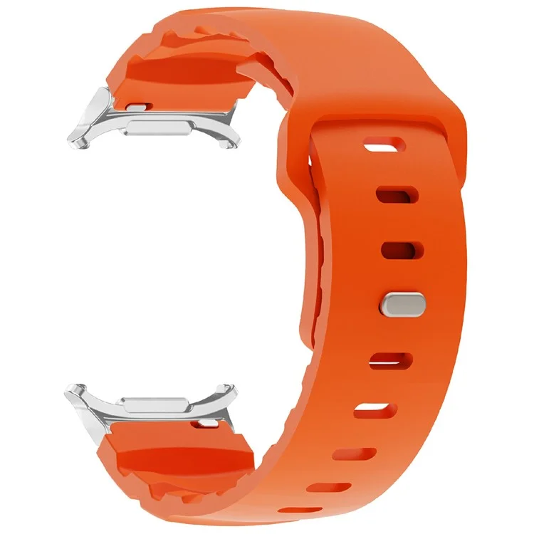 For Samsung Galaxy Watch Ultra 47mm Fluorubber Strap Adjustable Watch Band - Orange+Silver