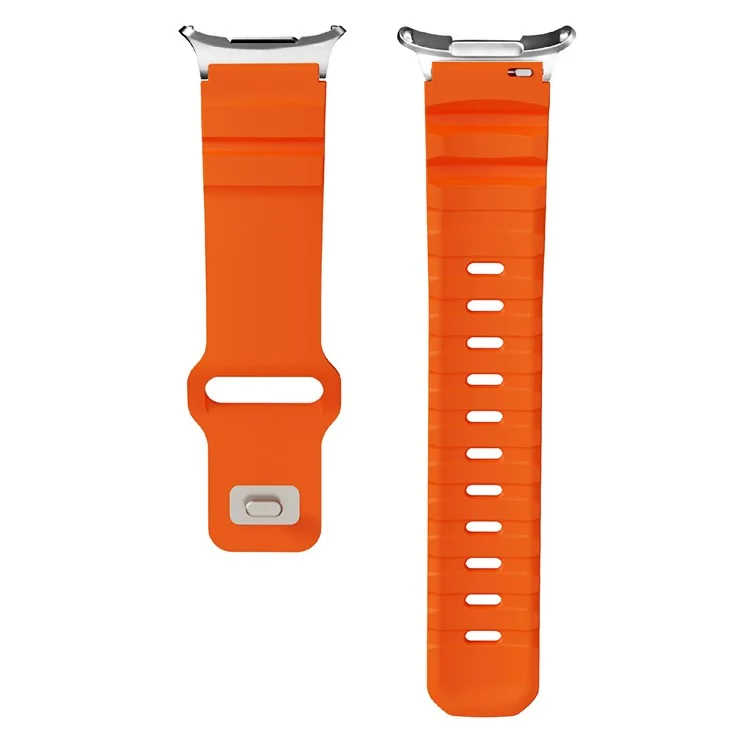 For Samsung Galaxy Watch Ultra 47mm Fluorubber Strap Adjustable Watch Band - Orange+Silver