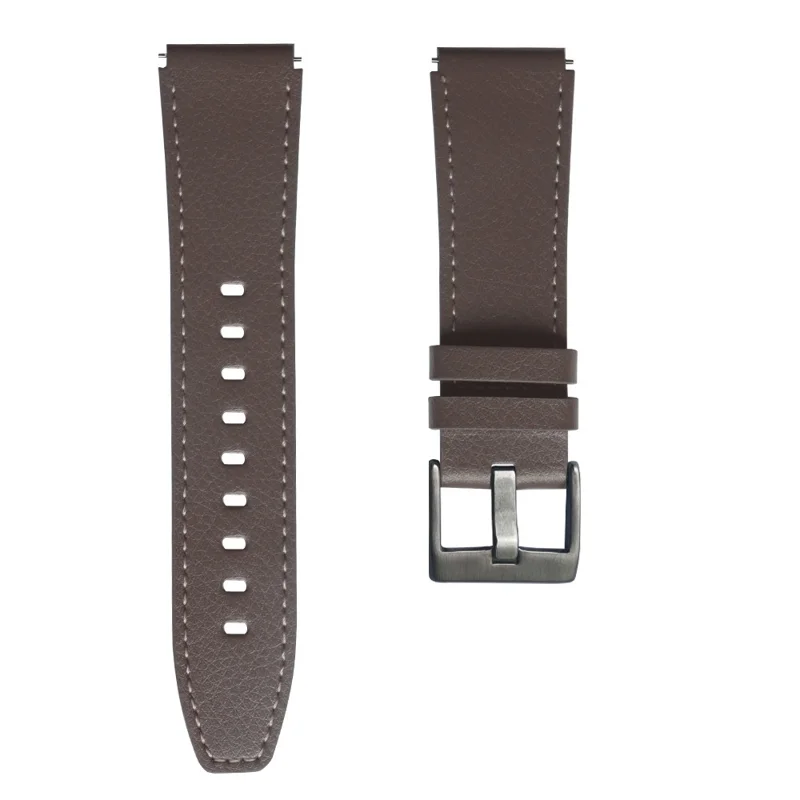 22mm Leather Smart Watch Band Replacement Adjustable Watch Strap for Huawei Watch GT 2 46mm/GT 2 Pro - Grey