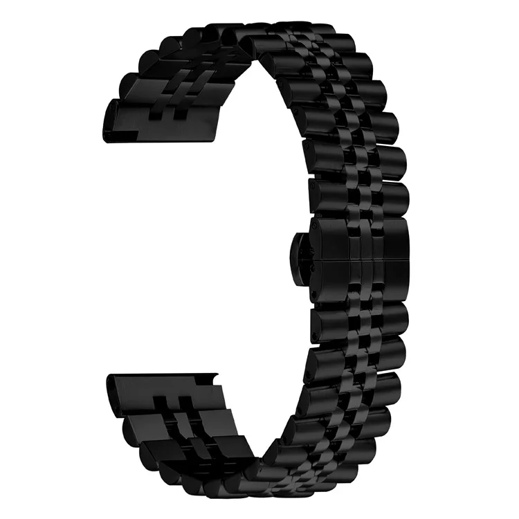 Pour Haylou RT2 LS10 Bracelet de Montre en Acier Inoxydable à 5 Rangées avec Fermoir Papillon - Noir