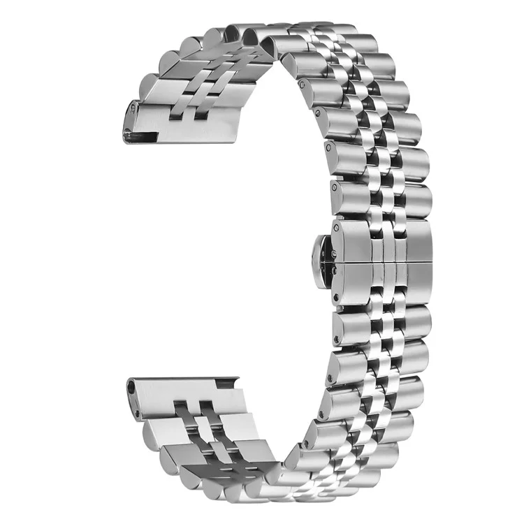 For Haylou RS4 LS12 Wrist Band 5-Bead Stainless Steel Butterfly Clasp Watch Strap - Silver