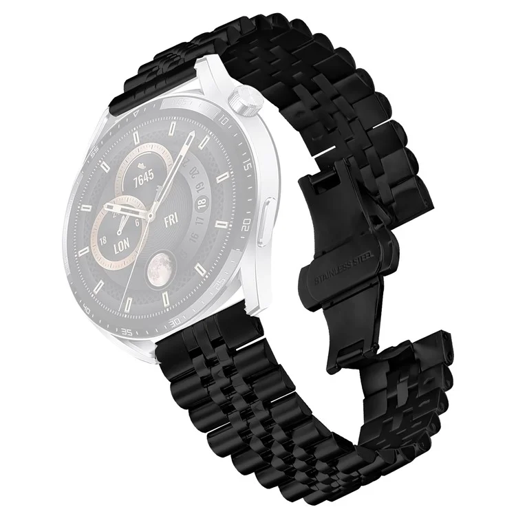 Для Garmin Venu 2 Ремешок 5-звеньевой из нержавеющей стали с застежкой-бабочкой - Черный