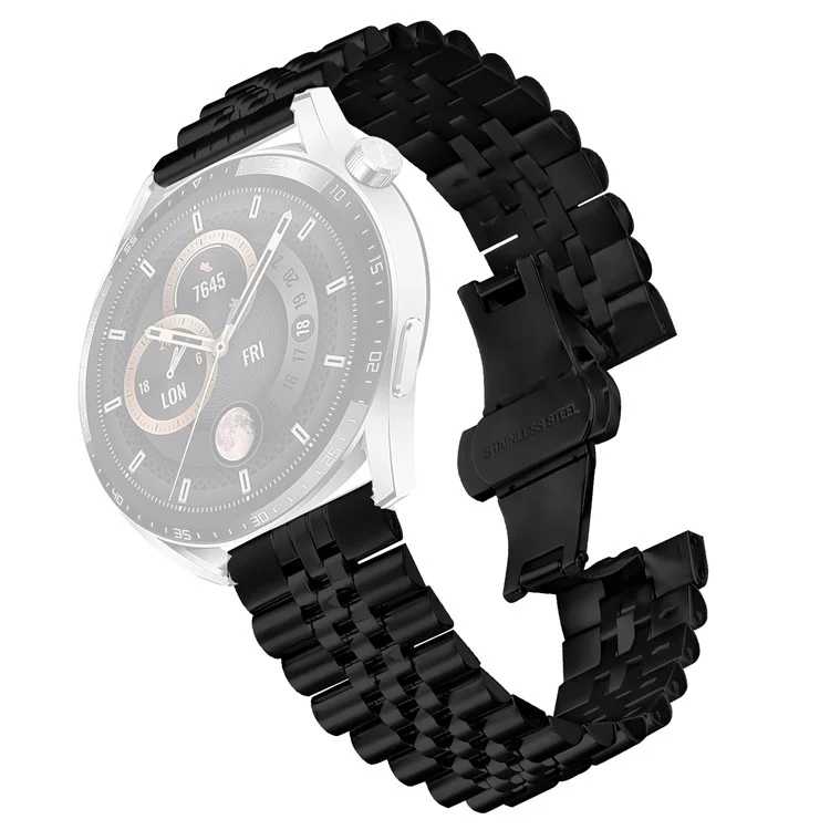 Für Huami Amazfit GTR 4 46mm Armband 5-Glieder Edelstahl Schmetterlingsverschluss Uhrenarmband - Schwarz