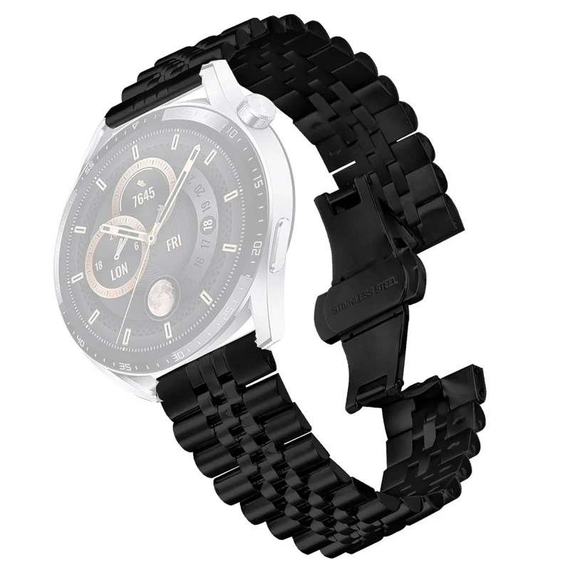 For Xiaomi Watch S1  /  S1 Active Wrist Band 5-Bead Stainless Steel Butterfly Clasp Watch Strap - Black