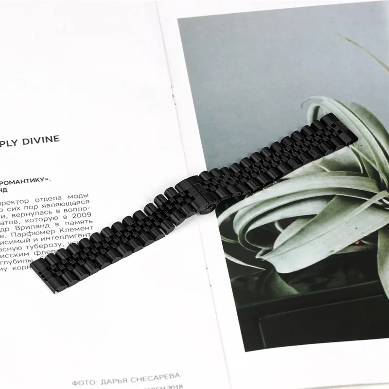 For Xiaomi Watch Color 2 Wrist Band 5-Bead Stainless Steel Butterfly Clasp Watch Strap - Black