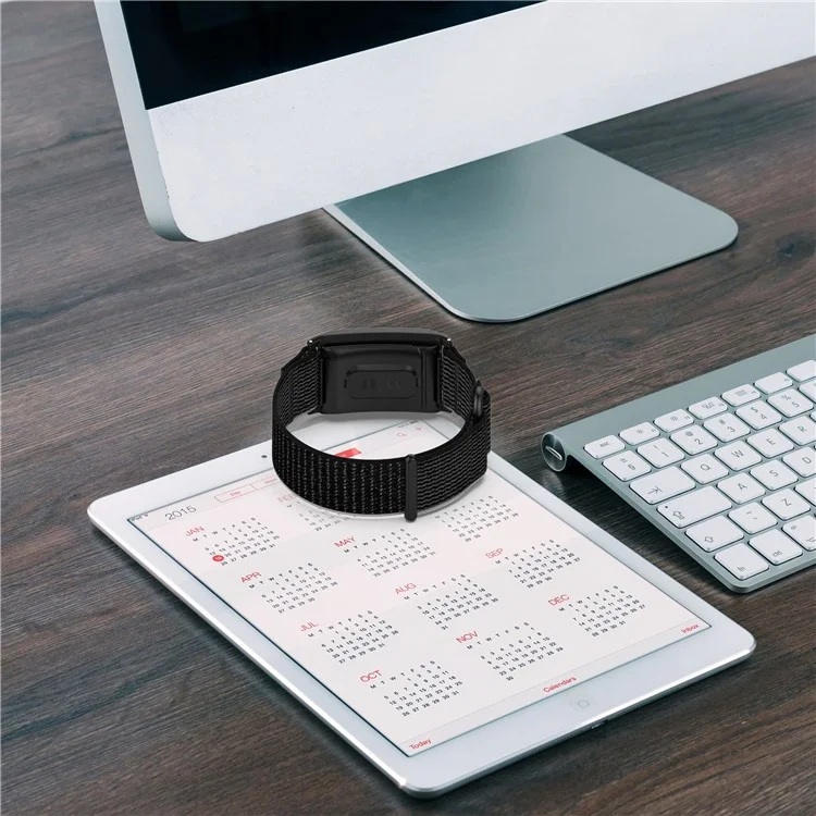 Pour WHOOP 4.0 Bracelet de Montre en Nylon avec Boucle à Ruban Magique - Noir+Gris