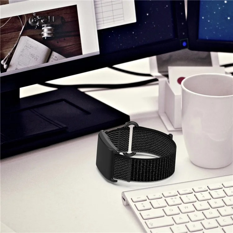Pour WHOOP 4.0 Bracelet de Montre en Nylon avec Boucle à Ruban Magique - Noir+Gris