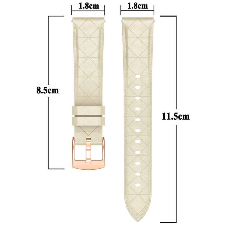 Watch Band for Garmin Venu 3S / 2S / Forerunner 265S / 255S Genuine Cow Leather Strap with Rose Gold Buckle - White