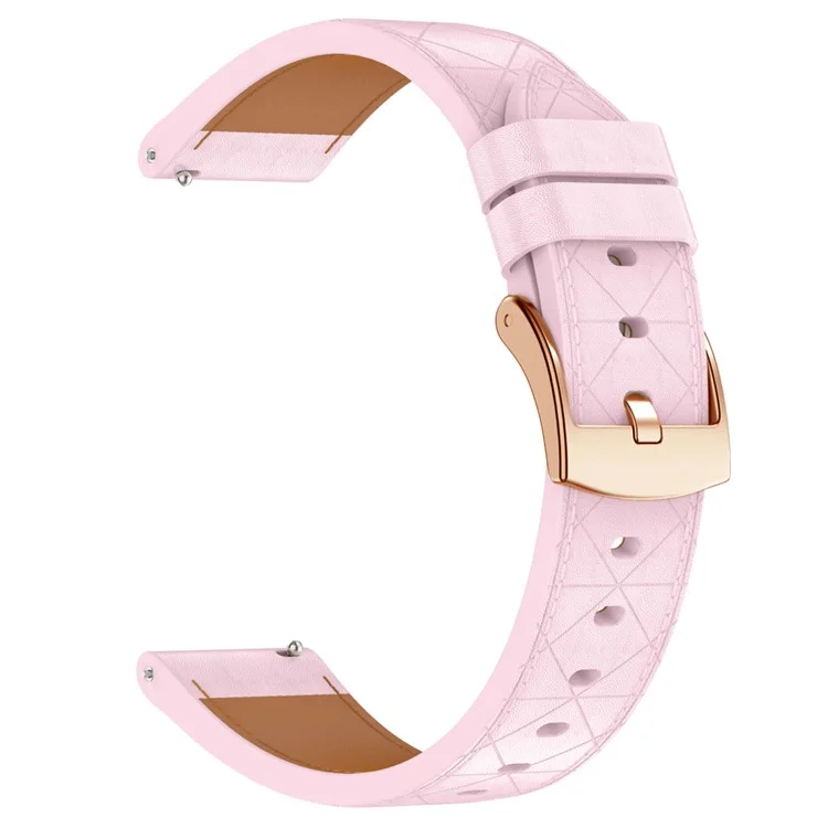 Bracelet en cuir de vache véritable pour Garmin Venu 3S / 2S / Forerunner 265S / 255S avec boucle or rose - Rose